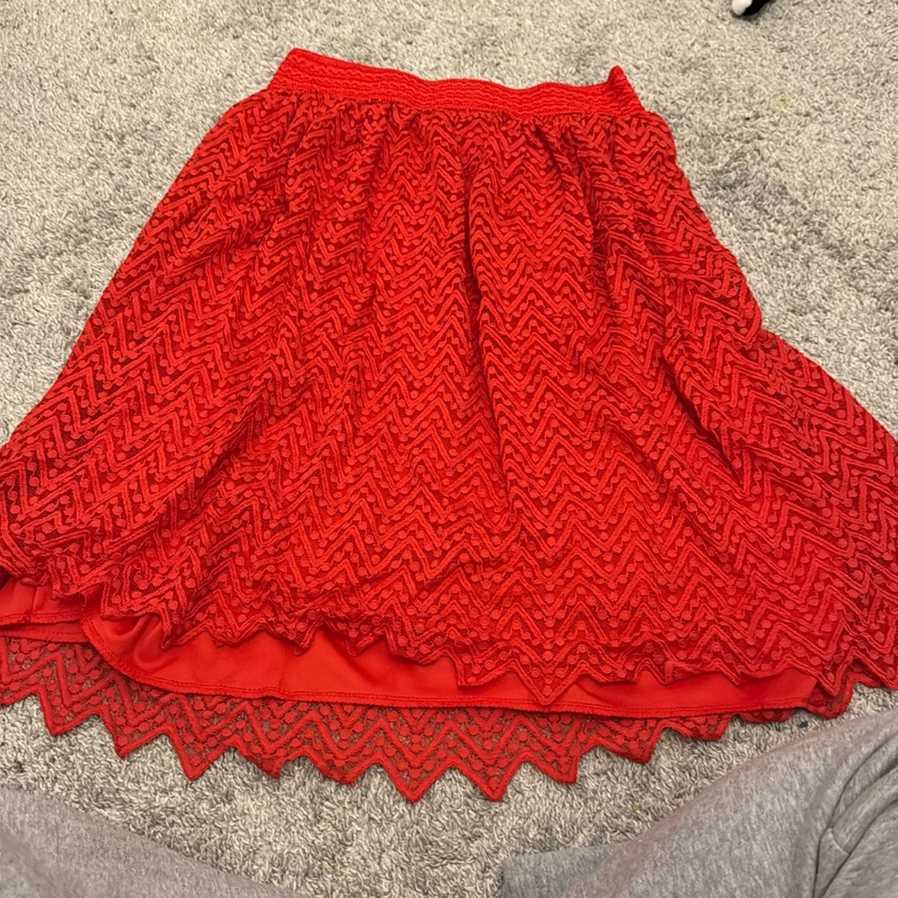 Red midi skirt